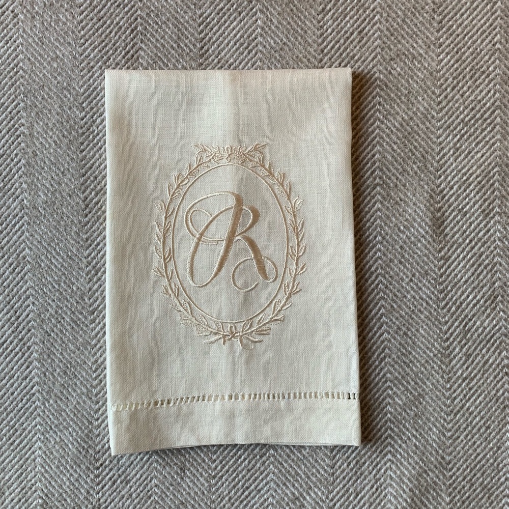 Mudpie Linen Decorative Hand Towel w embroidery